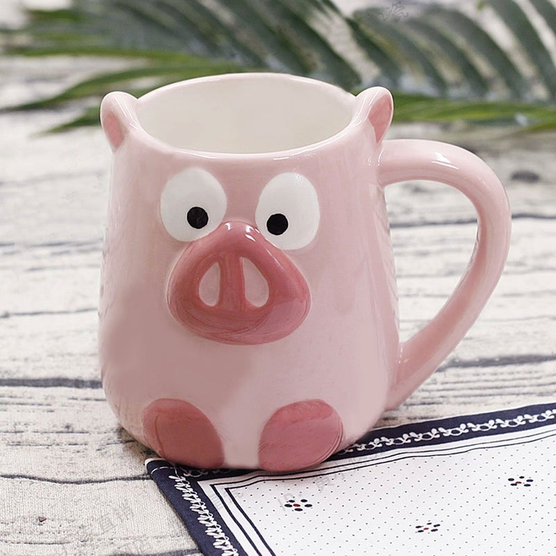 Mathew O 3D Ceramics Fruit/Animal Handwork Coffee Mug Water Tea Cup - Pig/Panda/Fox/Strawberry/Pineapple/Mermaid - Image 2